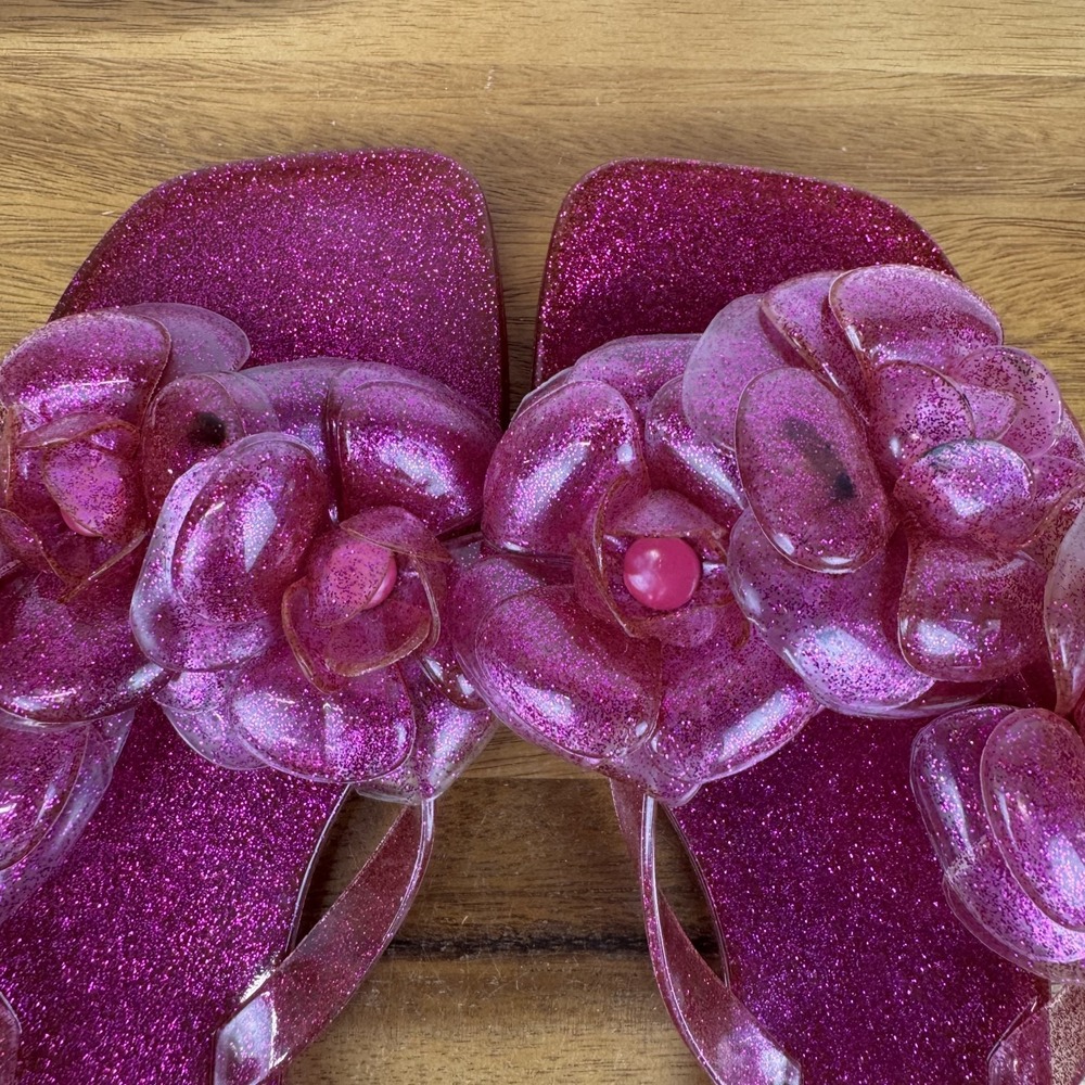 Womens Jeffrey Campbell Floralee Pink Jelly Thong Flip Flops Sandals Size 8 M - Picture 2 of 8